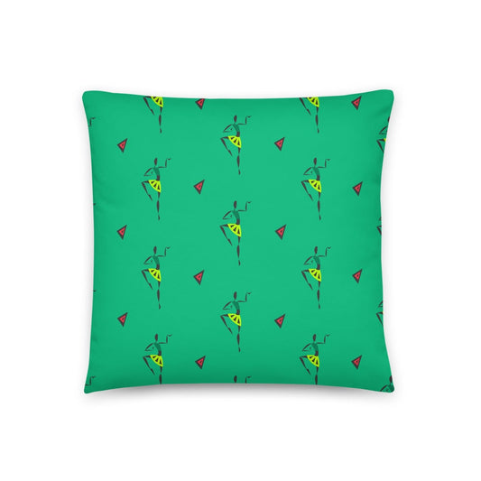 Decora tu espacio con este cojín estampado con un patrón de bailarinas africanas. Diseñado por Chamaco Viejo para decorar  sofás, butacas, sillones o camas. Da personalidad a tus habitaciones con este cojín estampado.